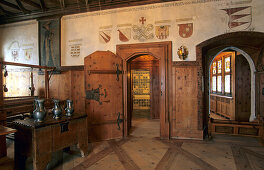 Room in the interior of Tarasp Castle, Lower Engadine, Engadine, Switzerland