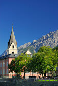city of Lienz with church Spitalskirche, Lienz, East Tyrol, Austria