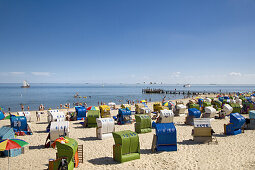 Beach chairs at beach, Wyk, Foehr island, Schleswig-Holstein, Germany
