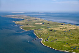 Aerial shot of Hallig Langeness, Schleswig-Holstein, Germany