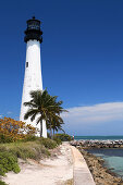 Cape Florida Lighthouse under blue sky, Bill Baggs State Park, Key Biscayne, Miami, Florida, USA