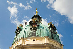 industrial climber working on dome of Charlottenburg Palace, Berlin, Germany