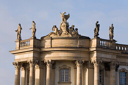 statues on the roof of Alte Bibliothek, now part of the Humboldt University, Bebelplatz, Berlin