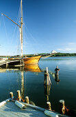 View at a boat at a jetty off the archipelagos, Finland, Europe