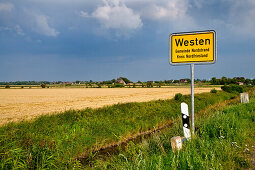 Ortsschild, Nordstrand, Nordfriesland, Schleswig-Holstein, Deutschland