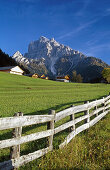 Farm houses at Picco di Vallandro, Val Pusteria, Dolomite Alps, South Tyrol, Italy