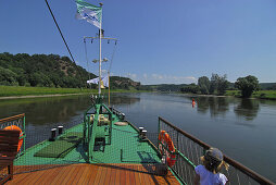 Steamboat on river Elbe, Meissen, Saxony, Germany