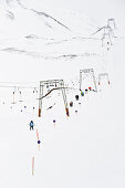Skiers on slope with ski lift, Hintertux, Tyrol, Austria