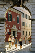 Venetian Balbi gate in the Old Town of Rovinj, Croatian Adriatic Sea, Istria, Croatia, Europe