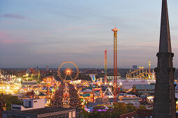 Oktoberfest, view over Theresienwiese, Munich, Bavaria, Germany