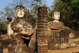 Lying and sitting Buddhas, Kamphaeng Phet, Wat Phra Khaeo, Central Thailand, Asia