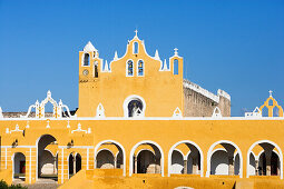 St. Antonio of Padua is a Franciscan monastery  built with  stones taken from a pyramid, State of Yucatan, Peninsula Yucatan, Mexico