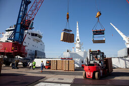 Crane discharging cargo, Port of Hamburg, Germany