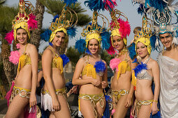 Tancers at the carnival parade, Gran Coso de Carnaval, Costa Teguise, Lanzarote, Canary Islands, Spain, Europe