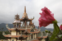 Pagoda at Dang under clouded sky, Lam Dong Province, Vietnam, Asia