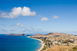 Vila Baleira and Porto Santo Beach seen from Portela, Porto Santo, near Madeira, Portugal