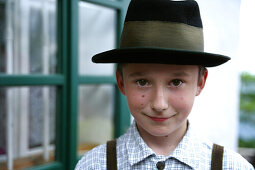 Boy wearing traditional hat, Styria, Austria