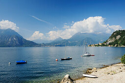 Boats at beach of Lake Como, Lombardy, Italy