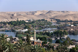 Blick auf Nil-Landschaft von Assuan, Assuan, Ägypten