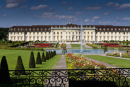 Ludwigsburg palace with garden and Neues Corps de Logis, Ludwigsburg, Baden-Württemberg, Germany, Europe