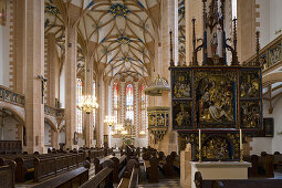 Mittelschiff in der St. Annenkirche, Silberstrasse, Kirche der Bergarbeiter, Annaberg-Buchholz, Erzgebirge-Vogtland, Sachsen, Deutschland, Europa