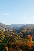 View over Sasbachwalden in Autumn, Sasbachwalden, Baden-Wurttemberg, Germany