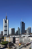 Hauptwache with skyscrapers in the background, Frankfurt am Main, Hesse, Germany