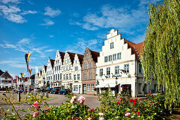 Häuser am Marktplatz, Friedrichstadt, Schleswig-Holstein, Deutschland