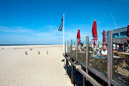 Restaurant at beach, St. Peter-Ording, Schleswig-Holstein, Germany