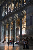 visitors inside Hagia Sophia, Istanbul, Turkey