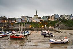 View of the town and harbour, Tenby, Pembrokeshire, Dyfed, Wales, Great Britain, United Kingdom, UK, Europe