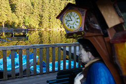 Jetty at lake Mummelsee, Seebach, Black Forest, Baden-Wuerttemberg, Germany