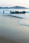 Fishermen in the morning at Talalla beach, Talalla, Matara, South coast, Sri Lanka, Asia