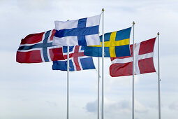 Flags of the scandinavian countries (Sweden, Finland, Denmark, Norway and Iceland)