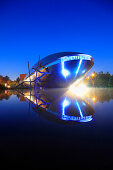 The illuminated science museum Universum in the evening, Hanseatic City of Bremen, Germany, Europe