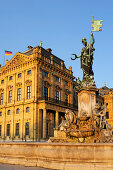 Fountain Frankoniabrunnen and Wuerzburger residence, Wuerzburg, UNESCO World Heritage Site Wuerzburg, Bavaria, Germany