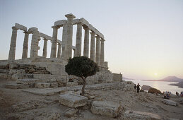 Poseidon Tempel, Kap Sonion bei Sonnenuntergang, Mittelmeer, Griechenland, Europa