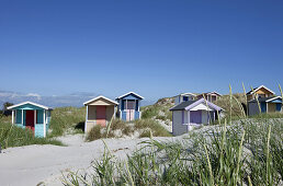 little beach huts at Skanör beach, Skanör, Skane, South Sweden, Sweden