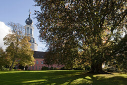 View of Jever Castle and the baroque tower from the park, Jever, Lower Saxony, Northern Germany