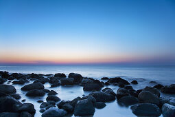 Rocks in sea at night, Cefalú, Palermo, Sicily, Italy