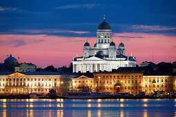 Port of Helsinki with view of Helsinki Cathedral, Helsingin Tuomiokirko and Norra and Pohjois Esplanade, Helsinki, Finland