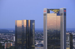 Deutsche Bank towers and Deka building, Frankfurt am Main, Hesse, Germany