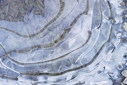 Ice patterns on a puddle, Bavaria, Germany