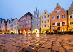 Gothic town houses, old town, Landshut, Lower Bavaria, Germany