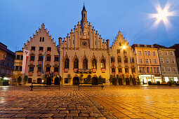 Town hall in the evening, Old Town, Landshut, Bavaria, Germany