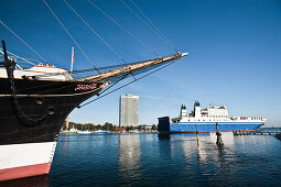 Ferry and ship Passat in habor, Travemunde, Lubeck, Schleswig-Holstein, Germany