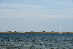 Häuser am Strand der Halbinsel Graswarder, Heiligenhafen, Ostsee, Schleswig-Holstein, Deutschland