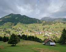 View across the valley, organic Hotel Chesa Valisa, Hirschegg, Kleinwalsertal, Austria