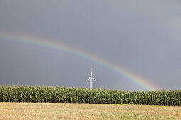 Windkraftanlage, Biebelried, Unterfranken, Bayern, Deutschland