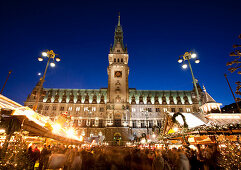 Christmas market near city hall, Hamburg, Germany